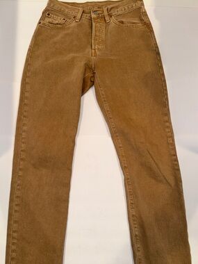 Levi's 501 Original High Rise Straight Jeans Khaki Beige Button Fly 27x30